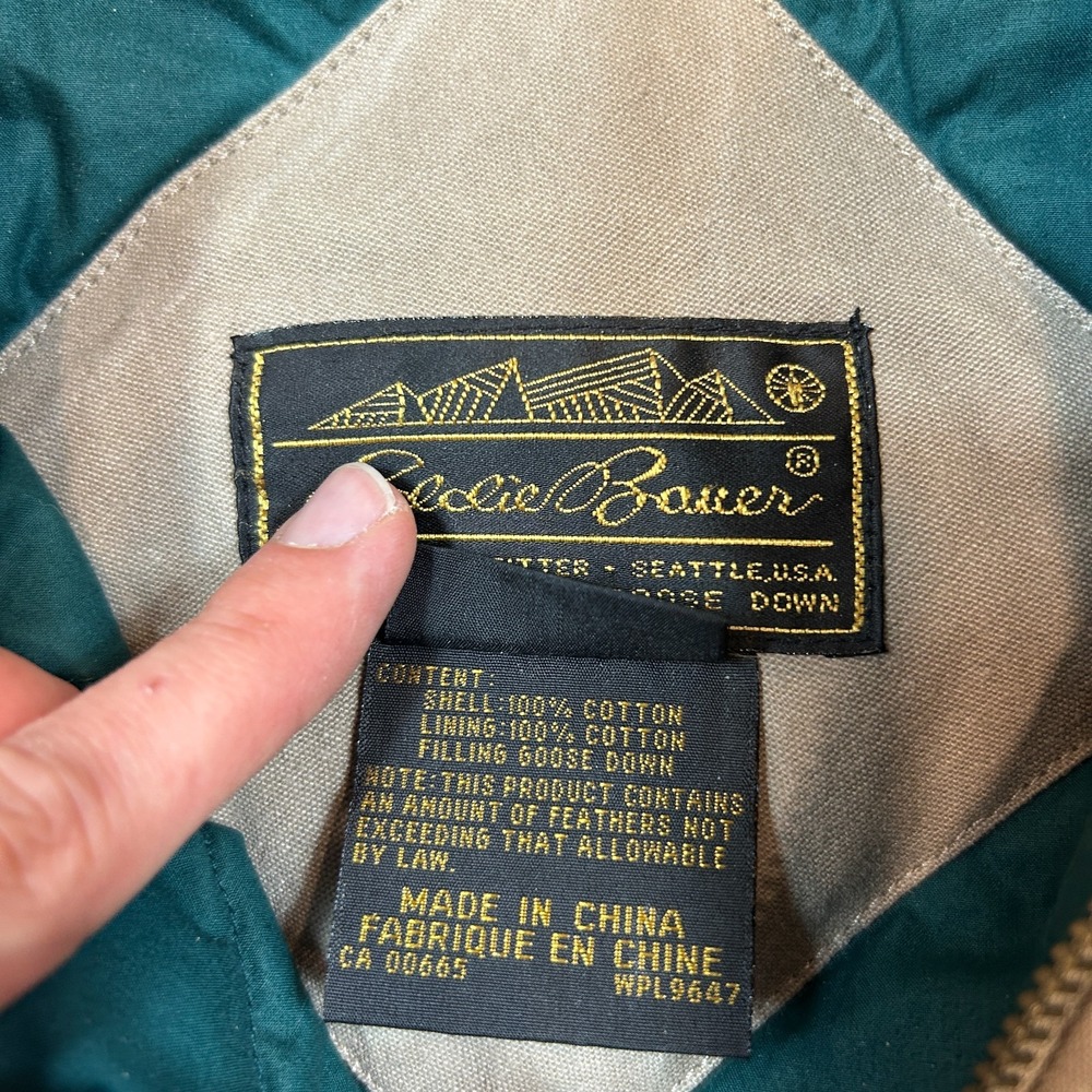 VINTAGE Eddie Bauer 1980s Vest Goose Down Quilted Corduroy Collar Size Large - Picture 4 of 7